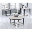 ACME Ayser Half Moon Wooden Top Sofa Table in White Washed and Black