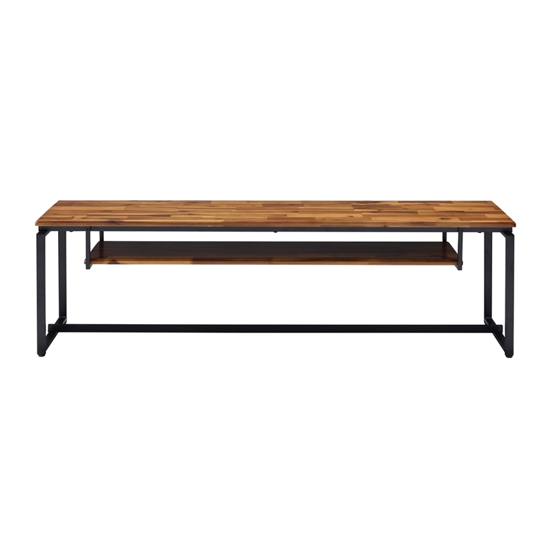 ACME Kersey Wooden Top TV Stand with 1 Shelf in Oak and Black