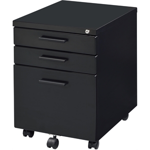 acme peden wooden rectangular 3-drawer file cabinet with casters in black