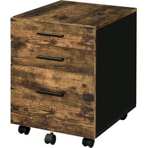 acme abner wooden rectangular file cabinet with 3 drawers in weathered oak
