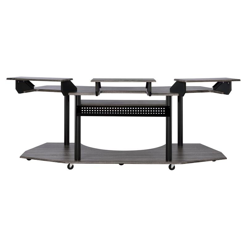 ACME Eleazar Wooden 4-Shelf Music Recording Studio Desk in Black Oak