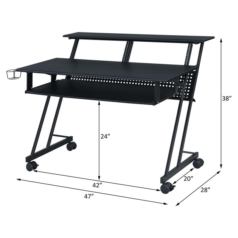 ACME Suitor Wooden Top Music Recording Studio Desk with Keyboard Tray in Black