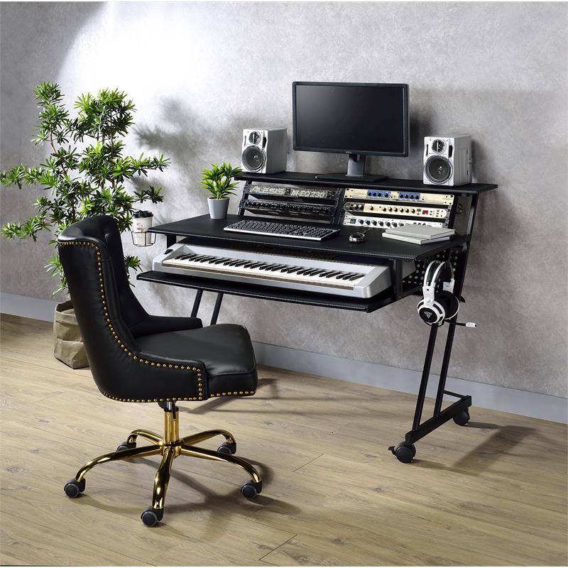 ACME Suitor Wooden Top Music Recording Studio Desk with Keyboard Tray in Black