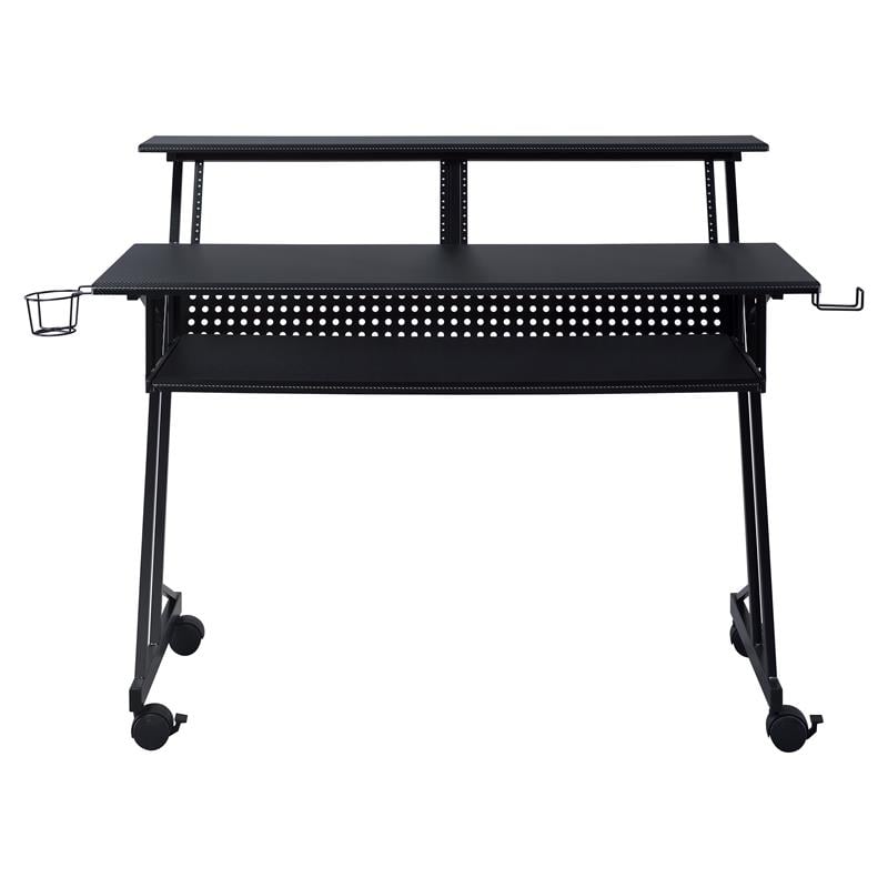 ACME Suitor Wooden Top Music Recording Studio Desk with Keyboard Tray in Black