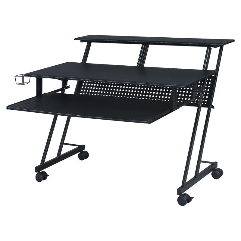 ACME Suitor Wooden Top Music Recording Studio Desk with Keyboard Tray in Black