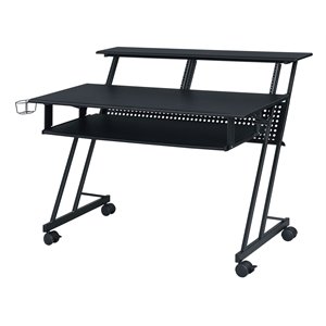 acme suitor wooden top music recording studio desk with keyboard tray in black
