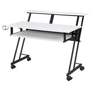 acme suitor wooden top music recording studio desk in white and black
