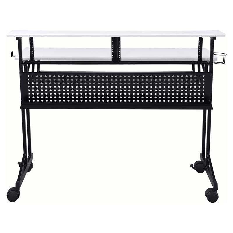 ACME Suitor Wooden Top Music Recording Studio Desk in White and Black BushFurnitureCollection