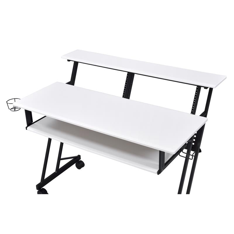 ACME Suitor Wooden Top Music Recording Studio Desk in White and Black