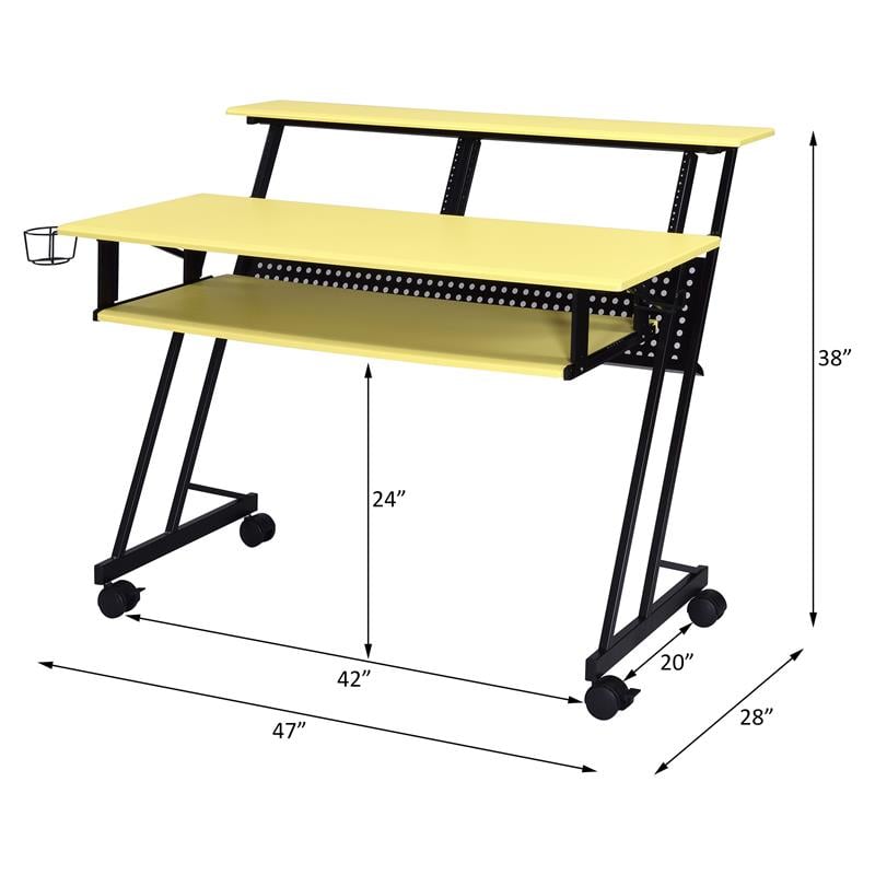 ACME Suitor Wooden Top Music Recording Studio Desk in Yellow and Black