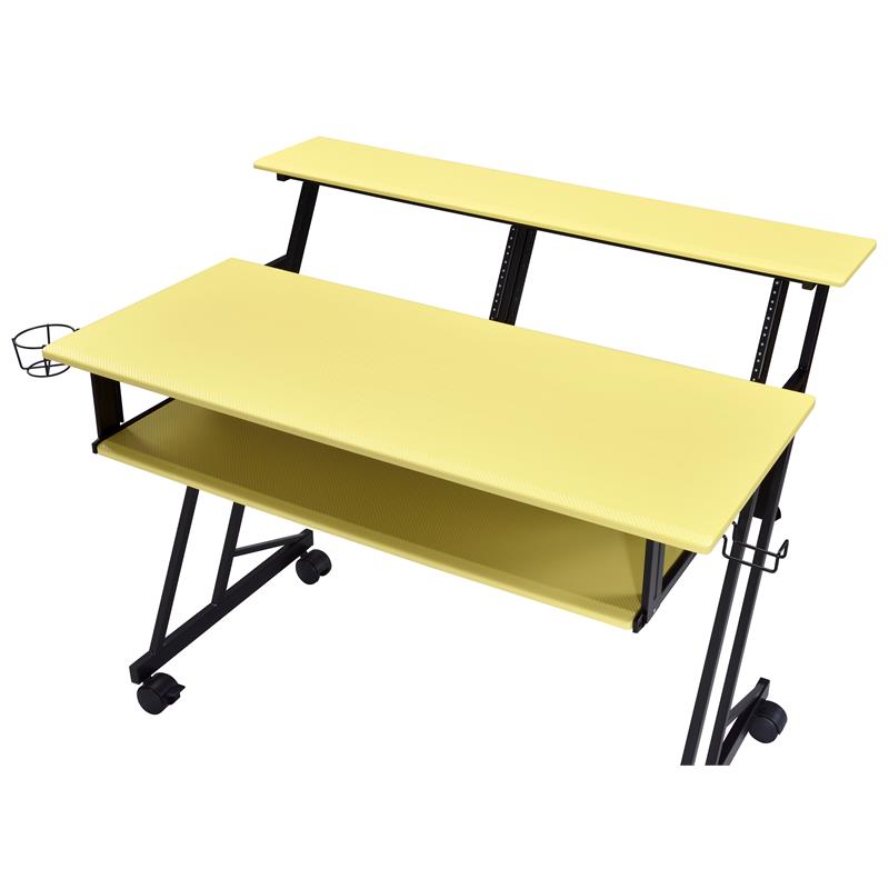 ACME Suitor Wooden Top Music Recording Studio Desk in Yellow and Black