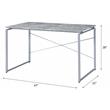 ACME Jurgen Wooden Rectangle Top Writing Desk in Faux Concrete and Silver