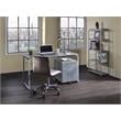 ACME Jurgen Wooden Rectangle Top Writing Desk in Faux Concrete and Silver