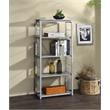 ACME Jurgen 5 Wooden Tiers Rectangular Bookshelf in Gray and Silver