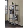 ACME Jurgen 5 Wooden Tiers Rectangular Bookshelf in Gray and Silver
