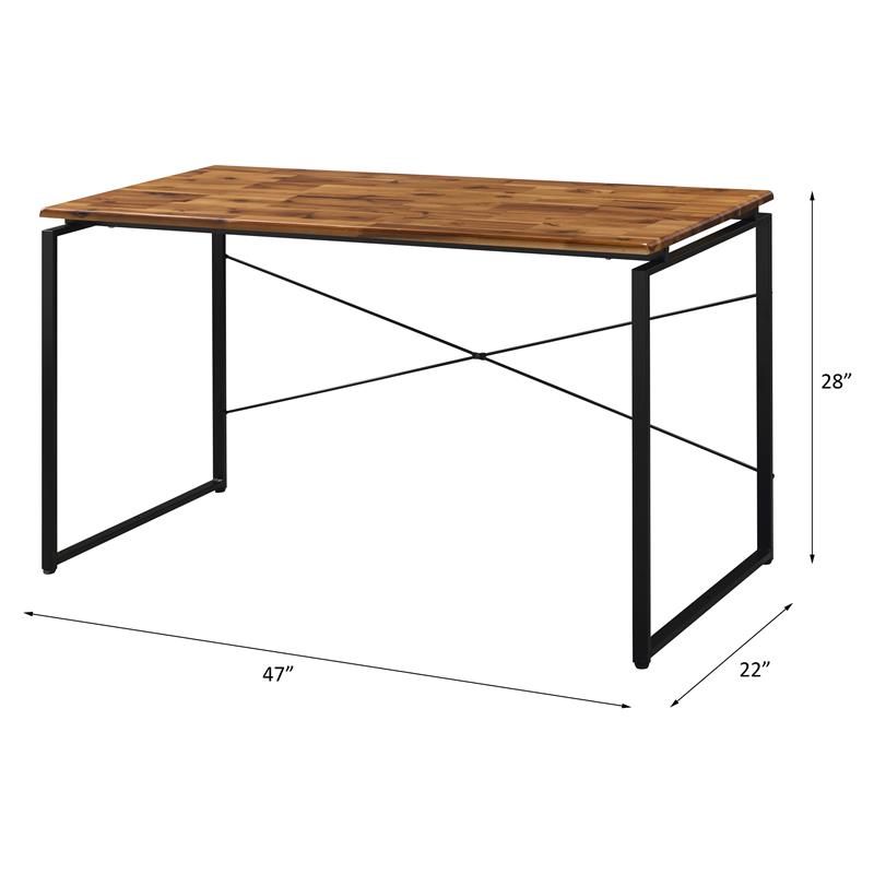 ACME Jurgen Wooden Rectangle Top Writing Desk in Oak and Black