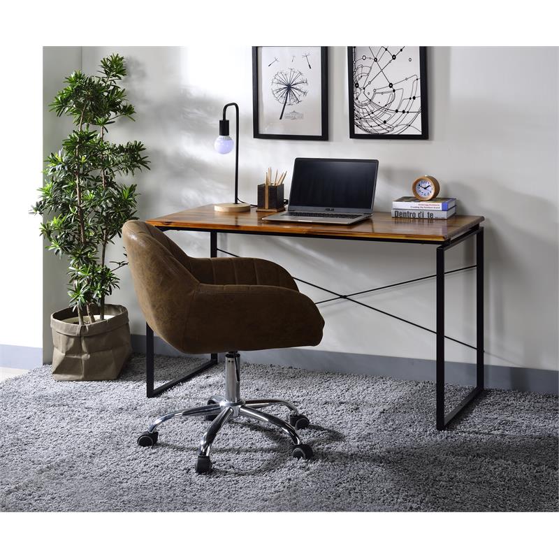 ACME Jurgen Wooden Rectangle Top Writing Desk in Oak and Black