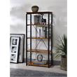 ACME Jurgen 5 Wooden Rectangular Bookshelf with Metal Frame in Oak and Black