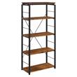 ACME Jurgen 5 Wooden Rectangular Bookshelf with Metal Frame in Oak and Black