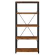 ACME Jurgen 5 Wooden Rectangular Bookshelf with Metal Frame in Oak and Black