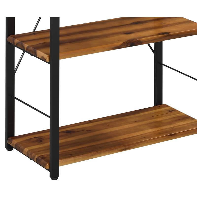 ACME Jurgen 5 Wooden Rectangular Bookshelf with Metal Frame in Oak and Black