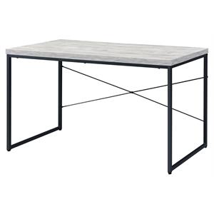 acme jurgen wooden rectangle top writing desk in antique white and black