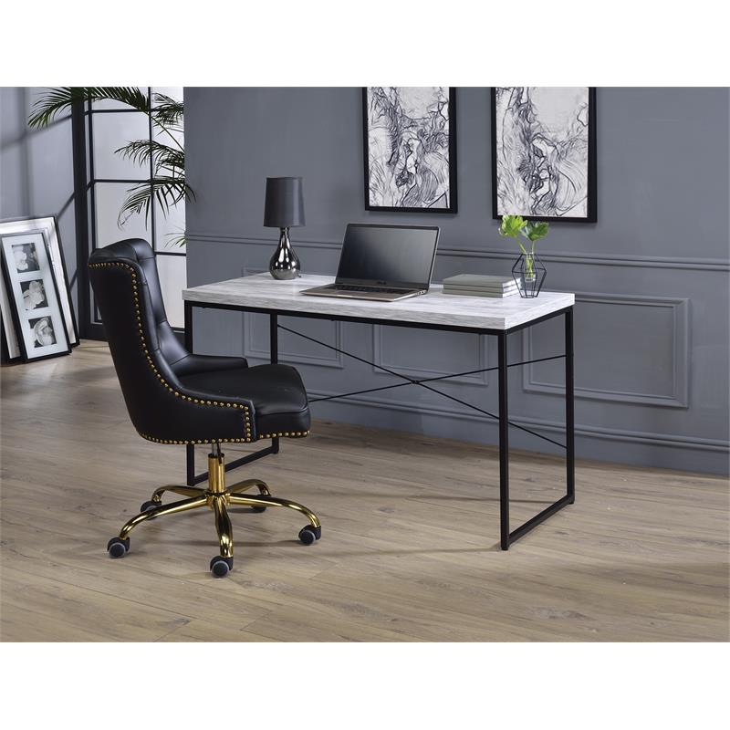 ACME Jurgen Wooden Rectangle Top Writing Desk in Antique White and Black