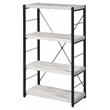 ACME Jurgen 4 Wooden Shelves Rectangular Bookshelf in Antique White and Black
