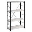 ACME Jurgen 4 Wooden Shelves Rectangular Bookshelf in Antique White and Black