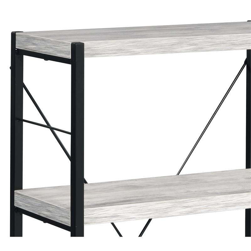 ACME Jurgen 4 Wooden Shelves Rectangular Bookshelf in Antique White and Black