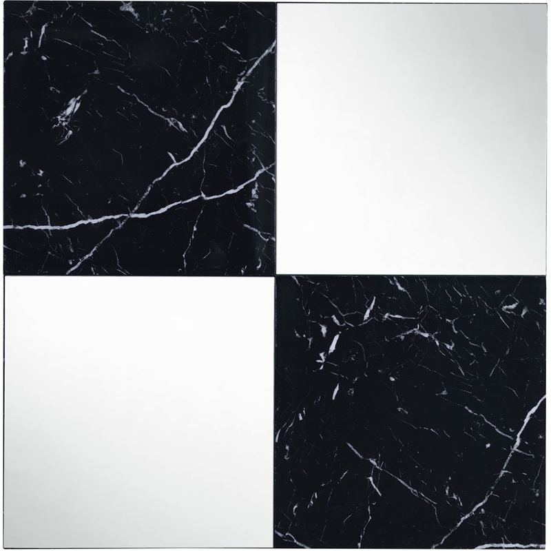 ACME Angwin Wooden Square Wall Accent Mirror in Mirrored and Faux Marble