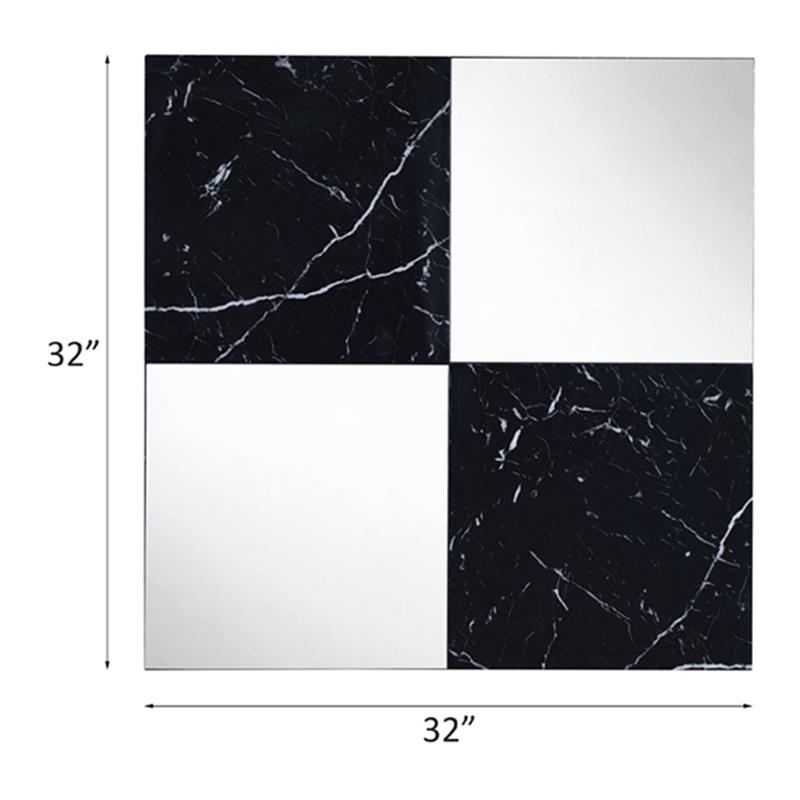 ACME Angwin Wooden Square Wall Accent Mirror in Mirrored and Faux Marble