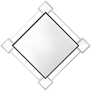 acme asbury metal frame wall accent mirror in mirrored and chrome