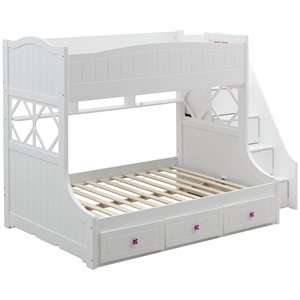 meyer twin/full bunk bed with storage ladder and drawers in white