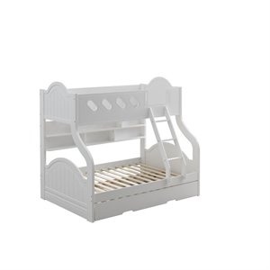 grover twin/full bunk bed with storage in white