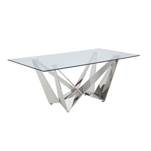 dekel dining contemporary styled glass table in chrome finish