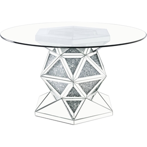 acme furniture noralie dining table in mirrored and faux diamonds