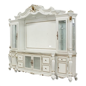picardy entertainment center in antique pearl (side piers & bridge)