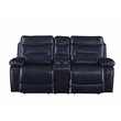 ACME Aashi Leather-Gel Tufted Motion Reclining Loveseat with Console in Navy