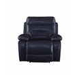 ACME Aashi Leather-Gel Horizontal Tufted Motion Recliner in Navy