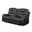 ACME Braylon Faux Leather Reclining Loveseat with Console in Magnetite Black