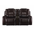 ACME Braylon Faux Leather Tufted Reclining Loveseat with Console in Brown