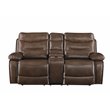 Aashi Loveseat with Console (Motion) in Brown Leather-Gel Match