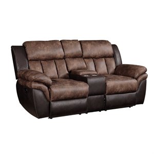 jaylen loveseat with console (motion) in toffee and espresso polished microfiber