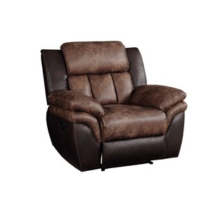 jaylen recliner in toffee and espresso polished microfiber