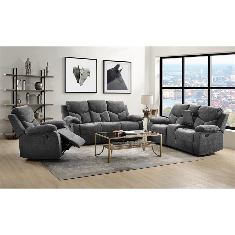 ACME Chenille Motion Reclining Kalen Sofa in Gray