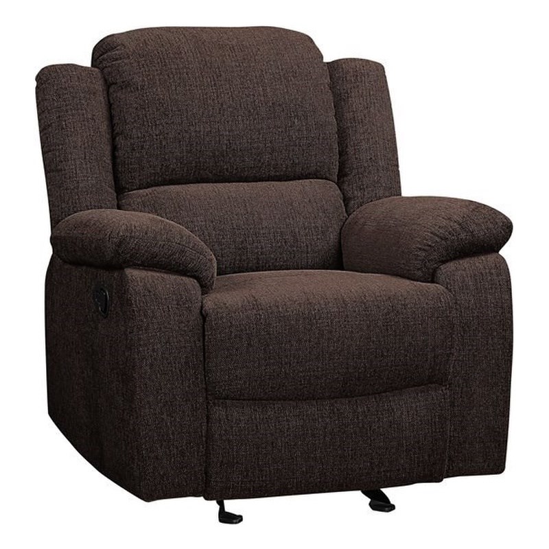 ACME Madden Chenille Upholstered Glide Recliner in Brown