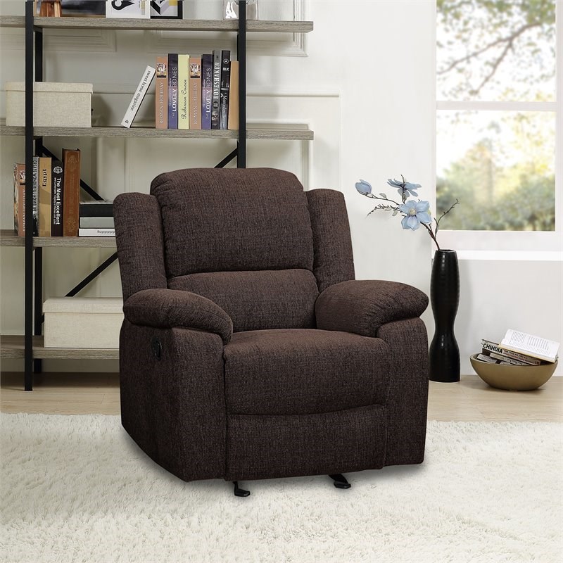 ACME Madden Chenille Upholstered Glide Recliner in Brown