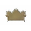 ACME Picardy Faux Leather Loveseat with Pillows in Pearl and Butterscotch