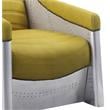 ACME Brancaster Top Grain Leather Upholstery Accent Chair in Yellow and Aluminum